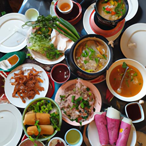 Bàn ăn sáng đầy màu sắc với các món ăn phổ biến tại quán ăn ở Bắc Kạn