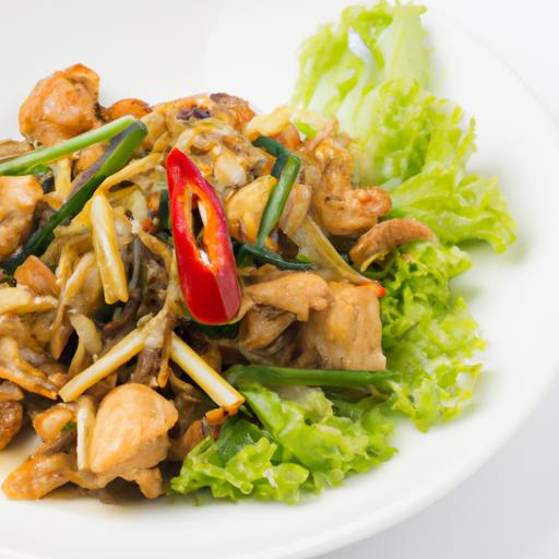 Một đĩa gà xào sả ơt thơm ngon, món ăn truyền thống của Việt Nam với gà mềm, sả thơm và ớt cay.
