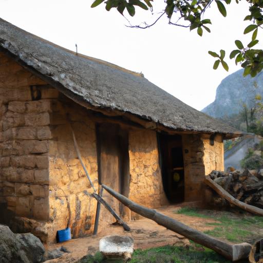 Ngôi nhà truyền thống của người Hmong ở một làng miền núi Hà Giang