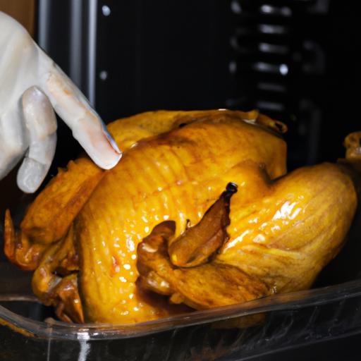 Lưu ý về an toàn thực phẩm và vệ sinh khi xử lý và bảo quản gà nướng.