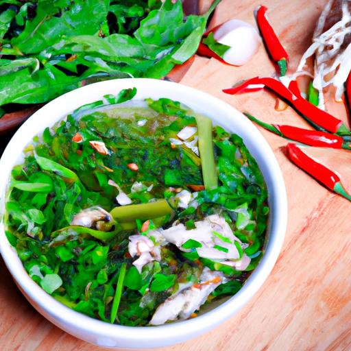 Món súp thơm ngon với gia vị từ các loại rau thơm tươi và đậm đà hương vị địa phương ở An Giang